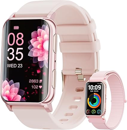 Smart Watch for Men Women (Answer/Make Calls), 1.57" Curved Screen Fitness Tracker IP68 Waterproof with 24/7 Heart Rate/Sleep Monitor, Two Straps Activity Trackers for Android and iPhone