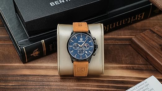 BY BENYAR Mens Watches Analog Quartz Chronograph Waterproof Wrist Watches for Men Fashion Business Work Casual Sport Designer Dress Watch with Calendar Elegant Gifts for Men